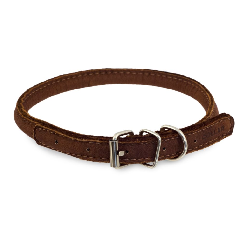 Läderhalsband Rundsytt Soft Brunt 1x39-47cm