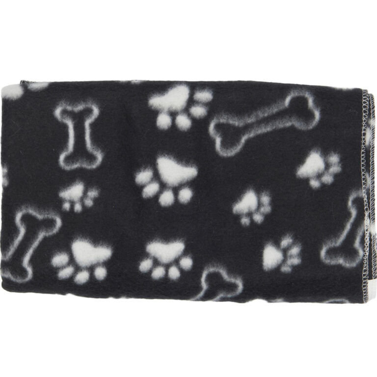 Fleecefilt Tass och Benmotiv Svart / Vit 100x150cm