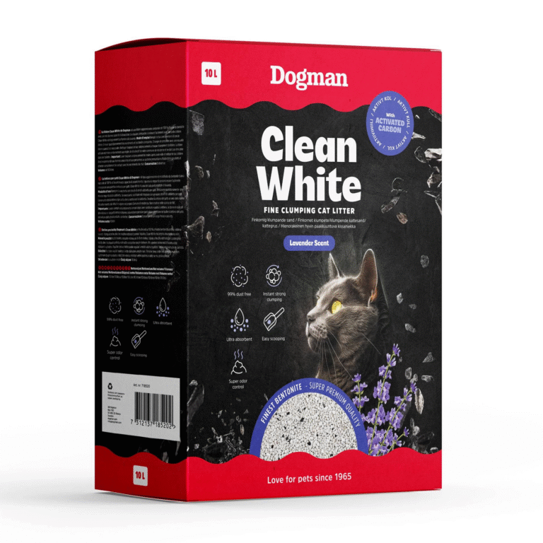 Kattsand Clean White Bentonit Aktivt Kol Dogman Lavendeldoft 10L